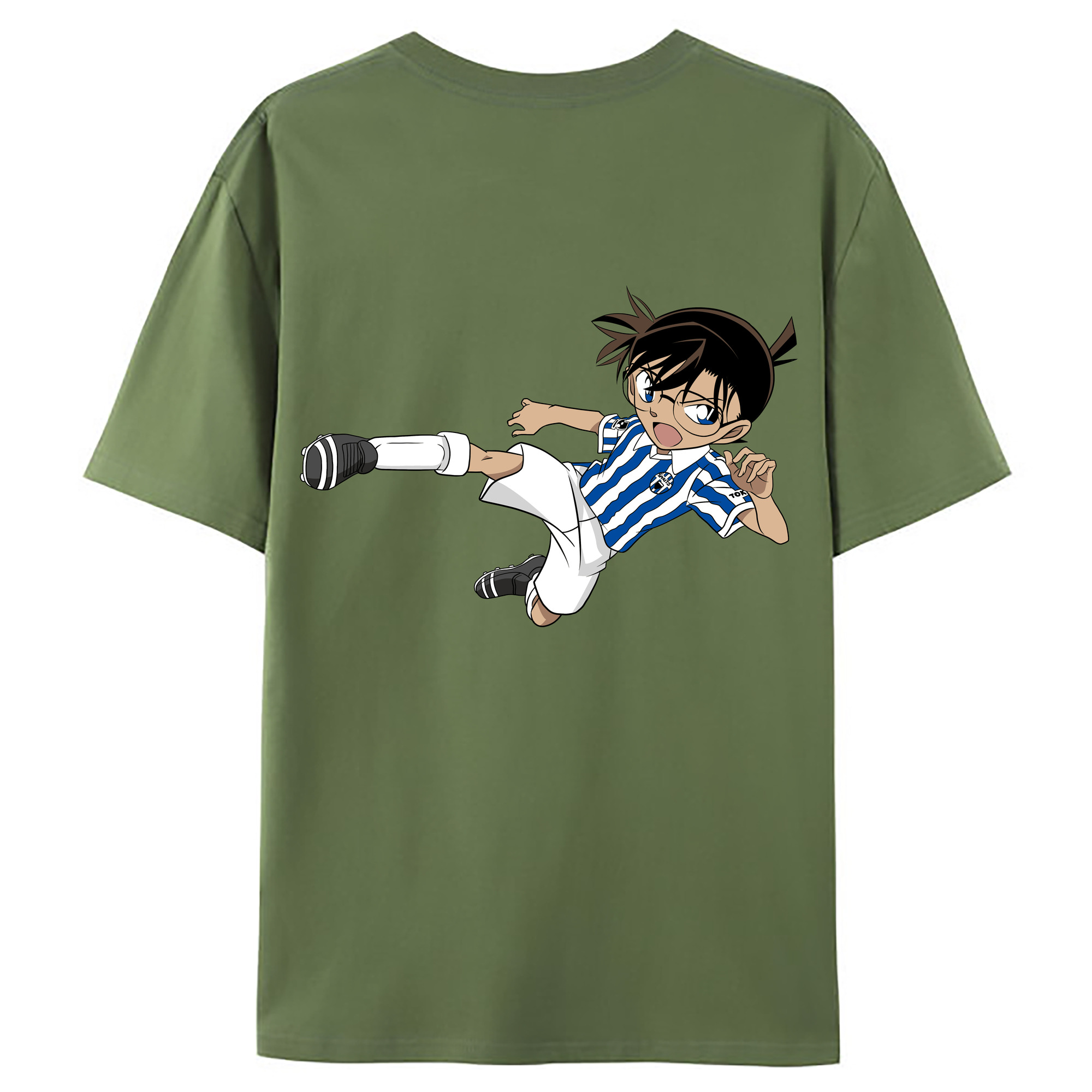 （画像用） 名探偵コナン 江戸川 コナン Detective Conan Conan Edogawa 綿100％ メンズ半袖Tシャツ（バックプリント） 通気性